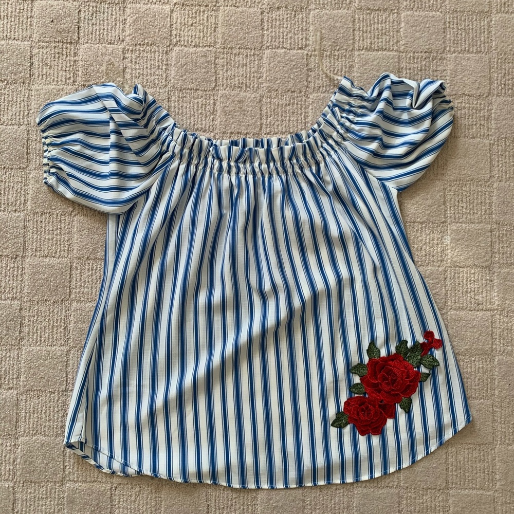 Off shoulder, embroidered top